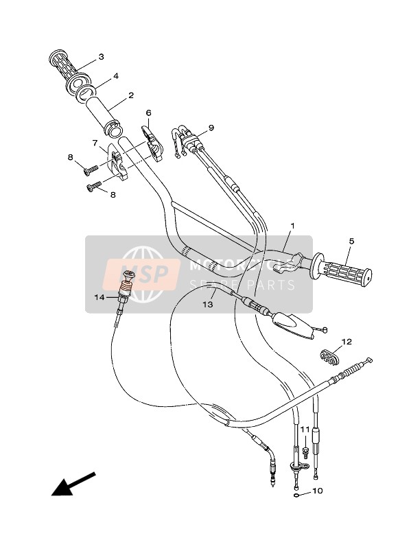 Yamaha TT-R125LWE 2014 LENKHANDGRIFF & KABEL für ein 2014 Yamaha TT-R125LWE