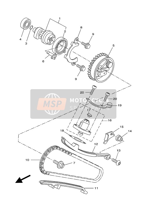 Yamaha WR125R 2014 Albero A Camme & Catena per un 2014 Yamaha WR125R