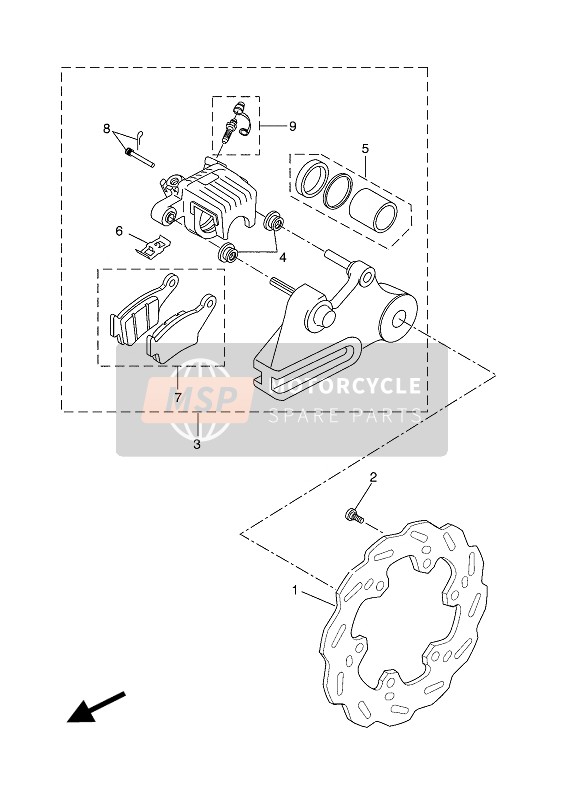 Yamaha WR125R 2014 Pinza freno posteriore per un 2014 Yamaha WR125R