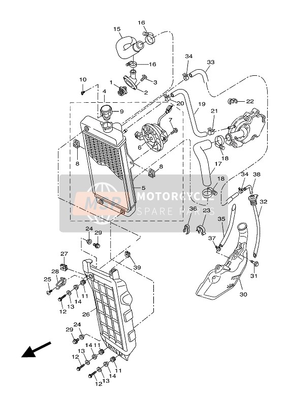 Yamaha WR125X 2014 Radiator & Hose for a 2014 Yamaha WR125X