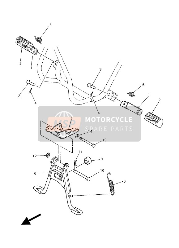 Yamaha PW50 2018 STÄNDER & FUSSRASTE für ein 2018 Yamaha PW50