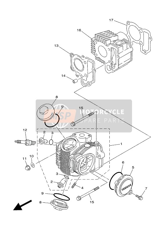 Yamaha TT-R50E 2018 Cabeza de cilindro para un 2018 Yamaha TT-R50E