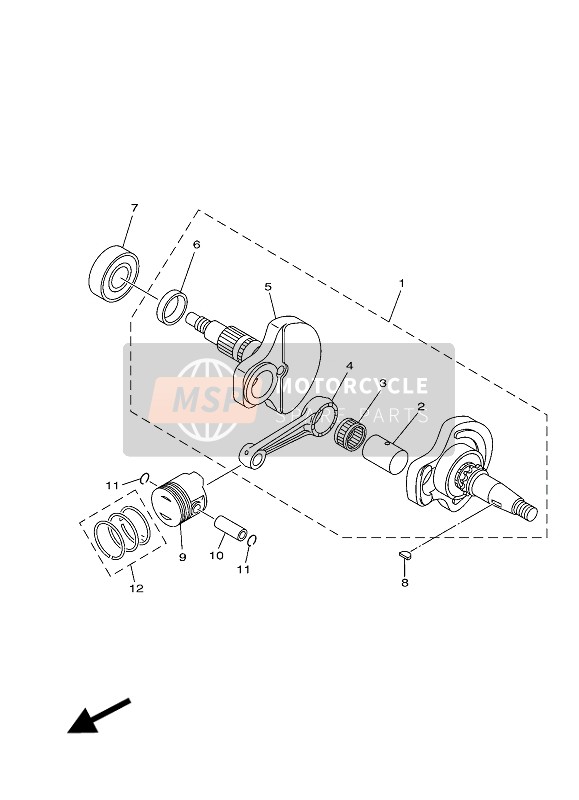 Yamaha TT-R110E 2018 Vilebrequin & Piston pour un 2018 Yamaha TT-R110E