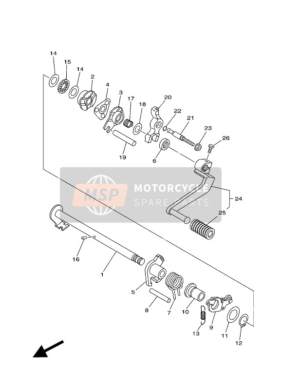 Yamaha TT-R110E 2018 Arbre de changement de vitesse pour un 2018 Yamaha TT-R110E