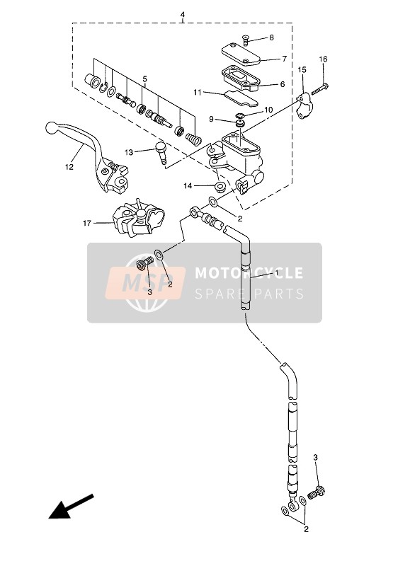 Yamaha WR250F 2018 Maître-cylindre avant pour un 2018 Yamaha WR250F