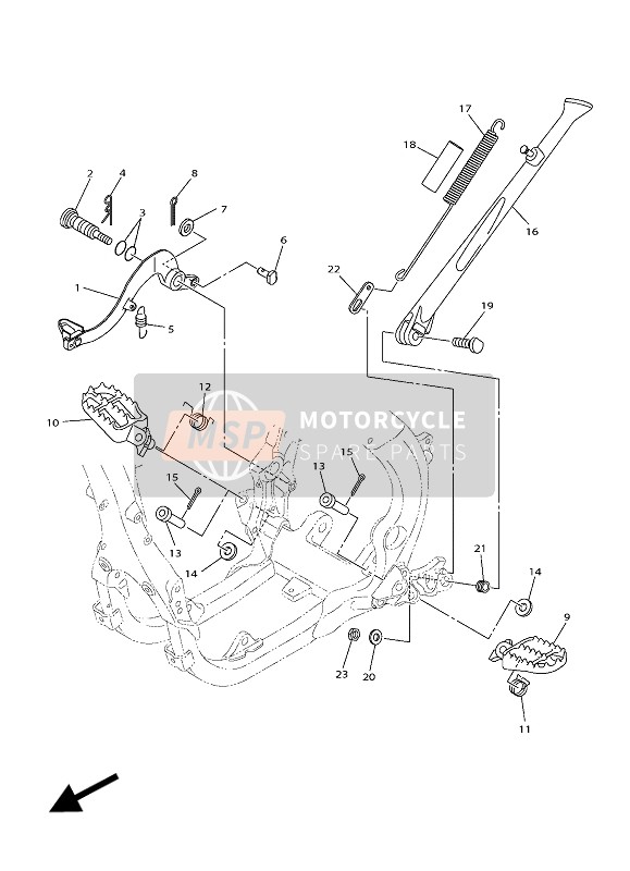 Yamaha WR250F 2018 In Piedi & Poggiapiedi per un 2018 Yamaha WR250F