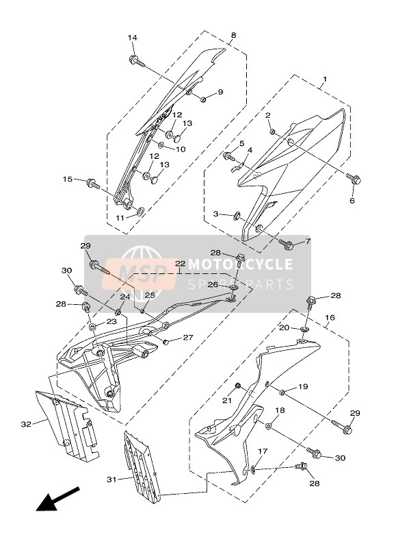 2GC217R08000, Zijkuip Insert Assy. 3, Yamaha, 0