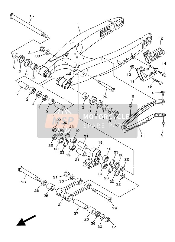 Yamaha WR450F 2018 Rear Arm for a 2018 Yamaha WR450F