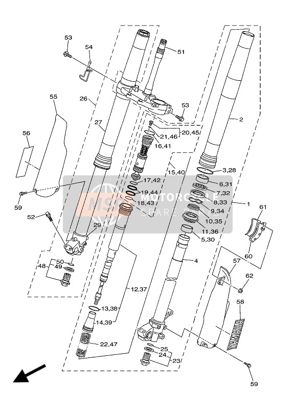 2GC231022000, Front Fork Assy (L.H), Yamaha, 0