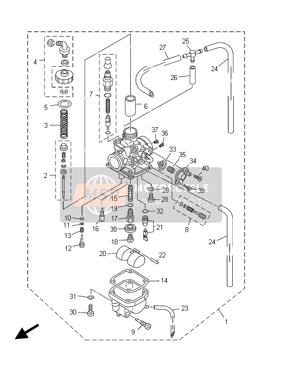 Yamaha TT-R125 SW & LW 2003 Carburettor for a 2003 Yamaha TT-R125 SW & LW