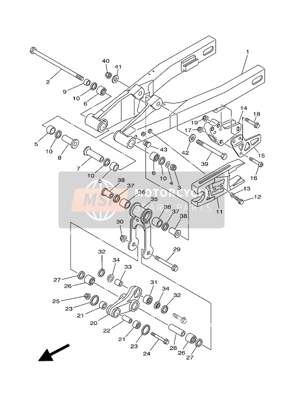 Yamaha YZ85LW 2018 Rear Arm for a 2018 Yamaha YZ85LW