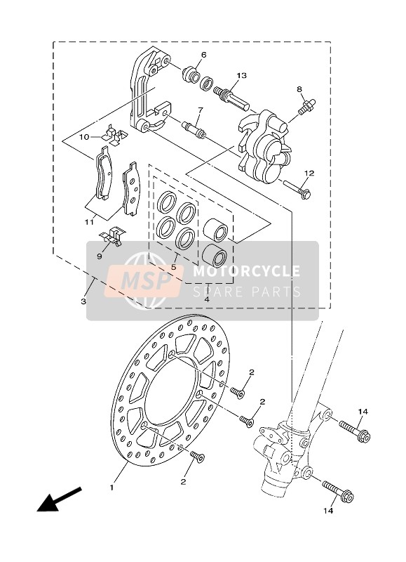 Yamaha YZ85LW 2018 Remklauw voor voor een 2018 Yamaha YZ85LW