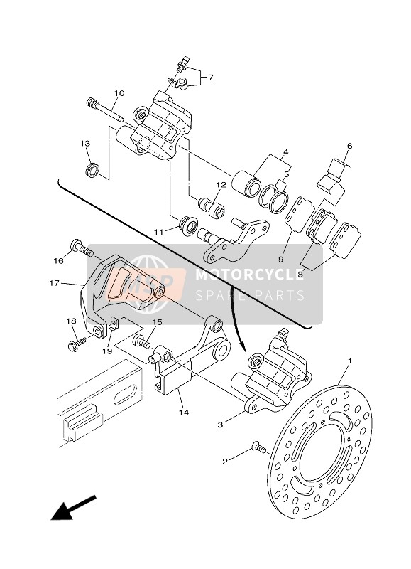 Yamaha YZ85LW 2018 Rear Brake Caliper for a 2018 Yamaha YZ85LW