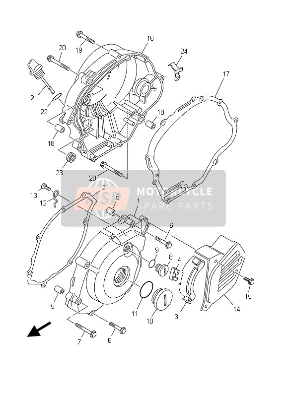 Yamaha TT-R125 SW & LW 2003 Crankcase Cover 1 for a 2003 Yamaha TT-R125 SW & LW