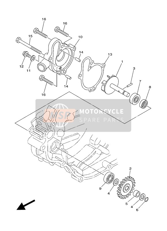 Yamaha YZ125 2018 Bomba de agua para un 2018 Yamaha YZ125