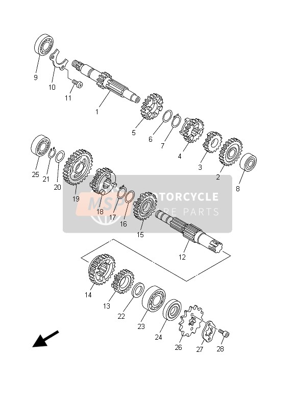 Yamaha TT-R125 SW & LW 2003 GETRIEBE für ein 2003 Yamaha TT-R125 SW & LW