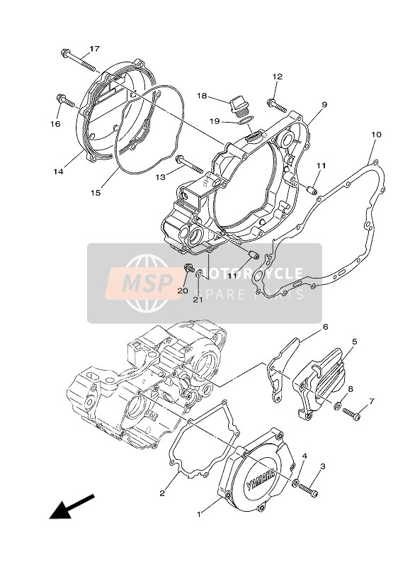 Yamaha YZ250 2018 Couvercle de carter 1 pour un 2018 Yamaha YZ250