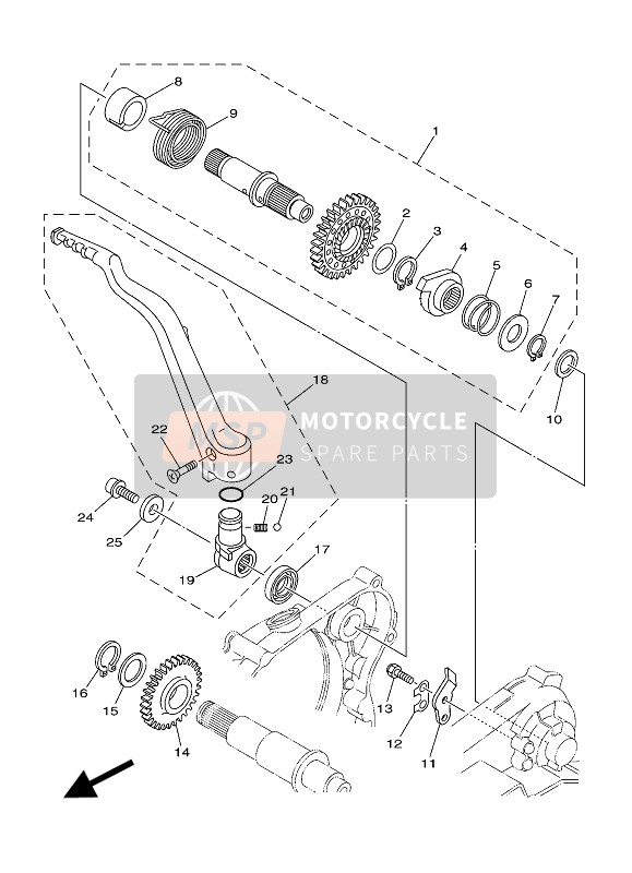 Yamaha YZ250 2018 Starter voor een 2018 Yamaha YZ250