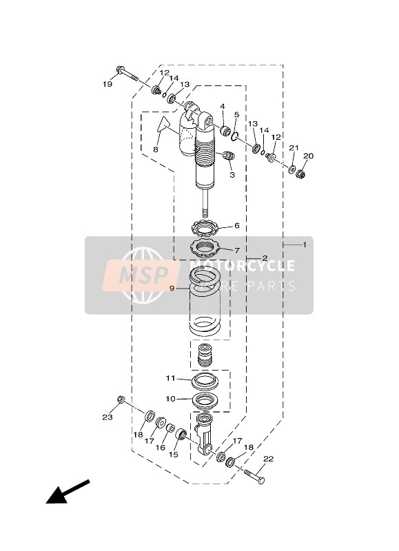 Yamaha YZ250 2018 Suspension arrière pour un 2018 Yamaha YZ250