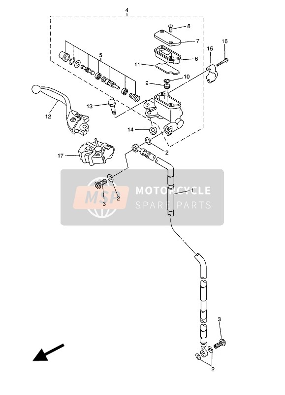 Yamaha YZ250 2018 Cilindro maestro delantero para un 2018 Yamaha YZ250