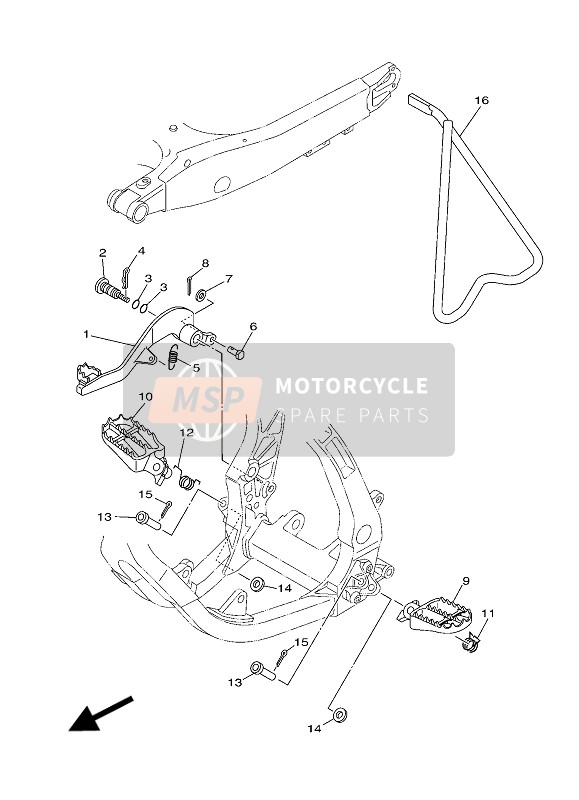 Yamaha YZ250 2018 STÄNDER & FUSSRASTE für ein 2018 Yamaha YZ250