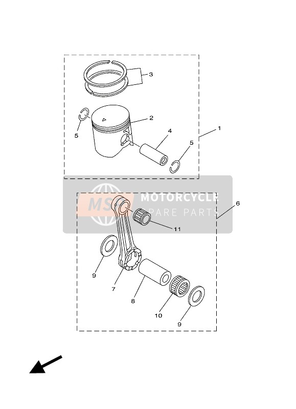 Yamaha YZ250 2018 Partes opcionales 1 para un 2018 Yamaha YZ250