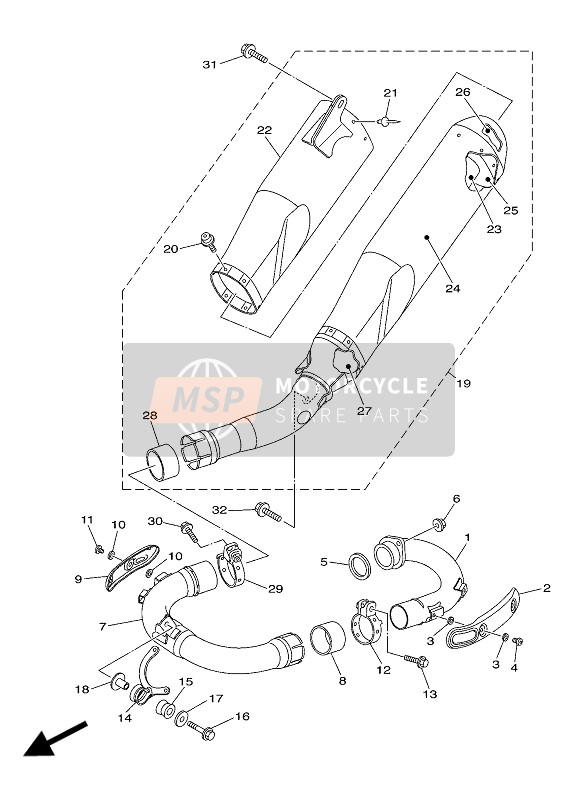 Yamaha YZ250F 2018 Échappement pour un 2018 Yamaha YZ250F