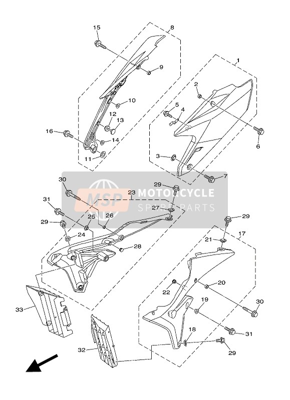 1SM217S08000, Side Cover Insert As, Yamaha, 0