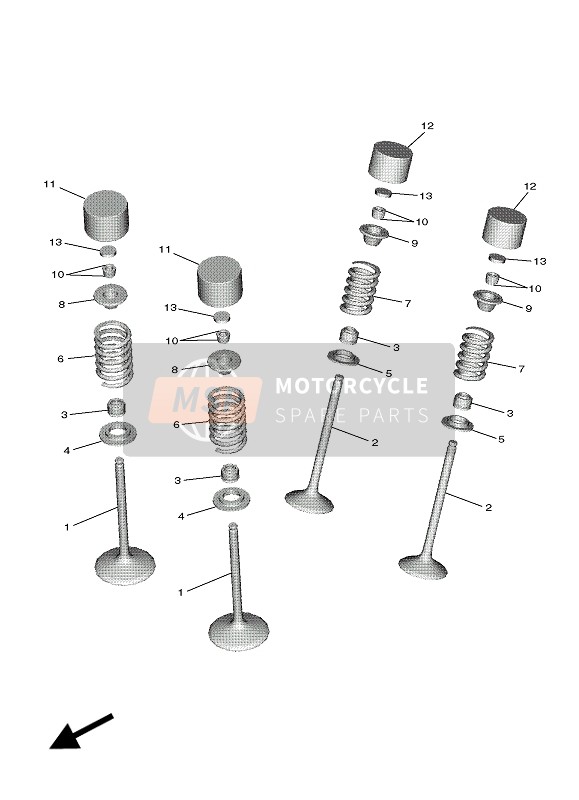 BR9121130000, Ressort De Soupape,, Yamaha, 1