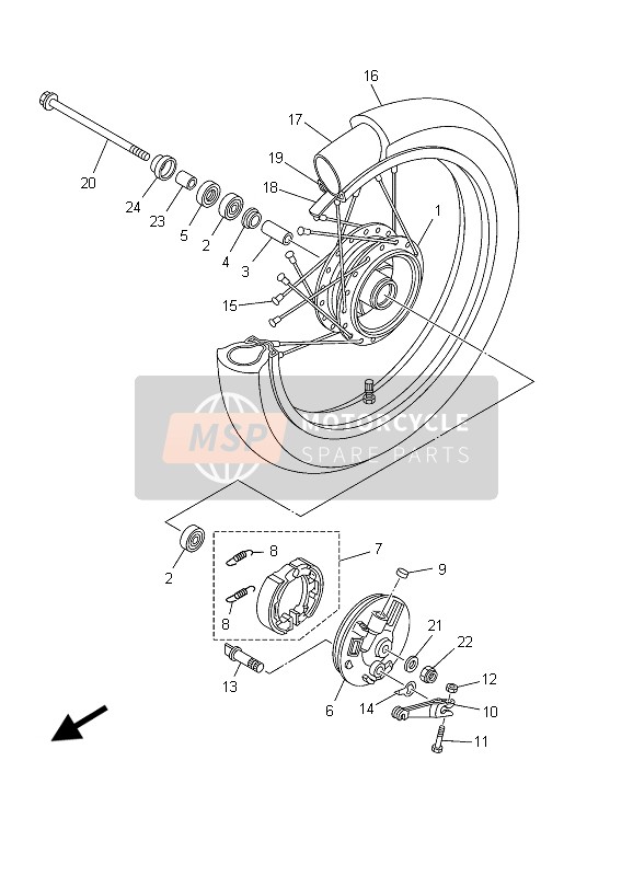 Yamaha TT-R125 SW & LW 2003 Front Wheel (SW) for a 2003 Yamaha TT-R125 SW & LW