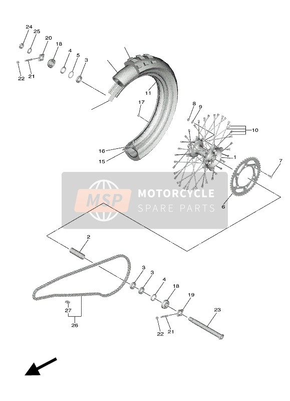 Yamaha YZ450F 2018 Rear Wheel for a 2018 Yamaha YZ450F