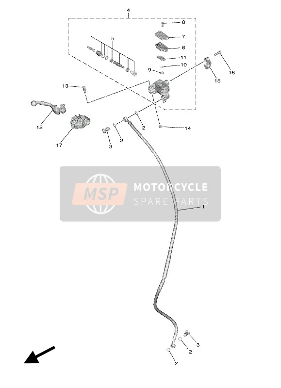 Yamaha YZ450F 2018 Maître-cylindre avant pour un 2018 Yamaha YZ450F