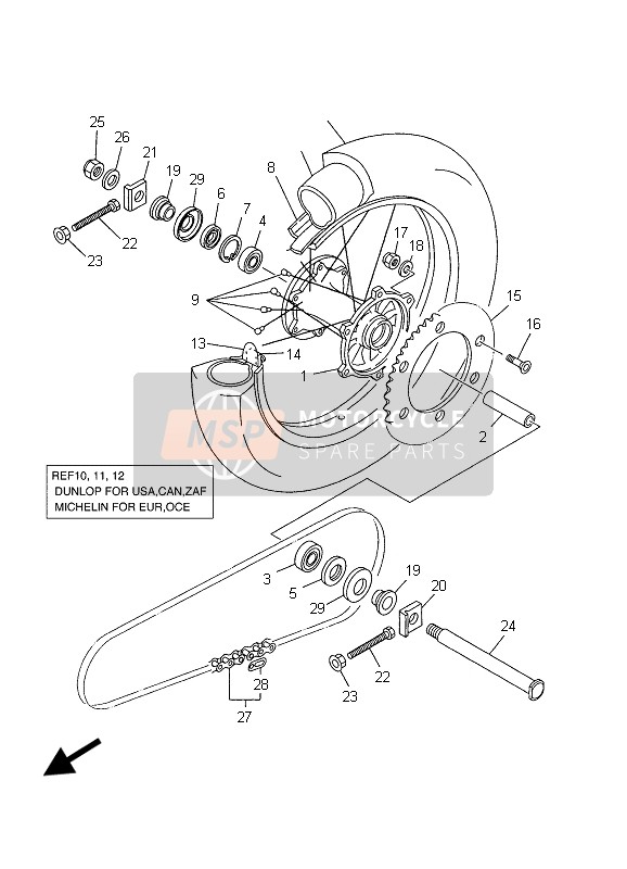 5UN253830000, Kraag, Wielas, Yamaha, 2