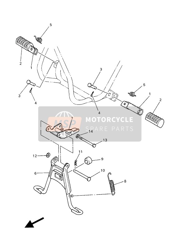 Yamaha PW50 2019 STÄNDER & FUSSRASTE für ein 2019 Yamaha PW50