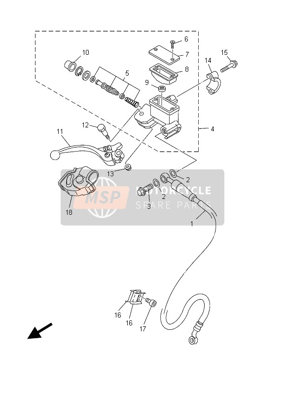 Yamaha WR250F 2003 Maître-cylindre avant pour un 2003 Yamaha WR250F