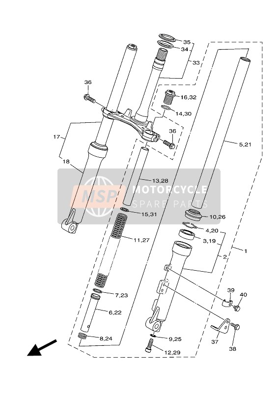 Yamaha TT-R50E 2019 Front Fork for a 2019 Yamaha TT-R50E