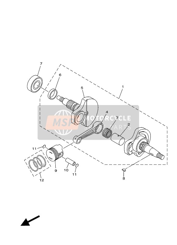 Yamaha TT-R110E 2019 Vilebrequin & Piston pour un 2019 Yamaha TT-R110E