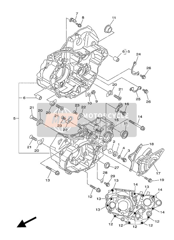 Yamaha WR450F 2019 Crankcase for a 2019 Yamaha WR450F