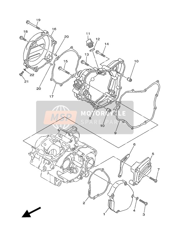 Yamaha YZ125 2019 Carterdeksel 1 voor een 2019 Yamaha YZ125