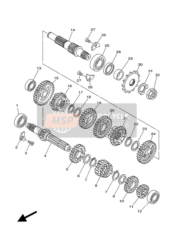 Yamaha YZ125 2019 Transmisión para un 2019 Yamaha YZ125