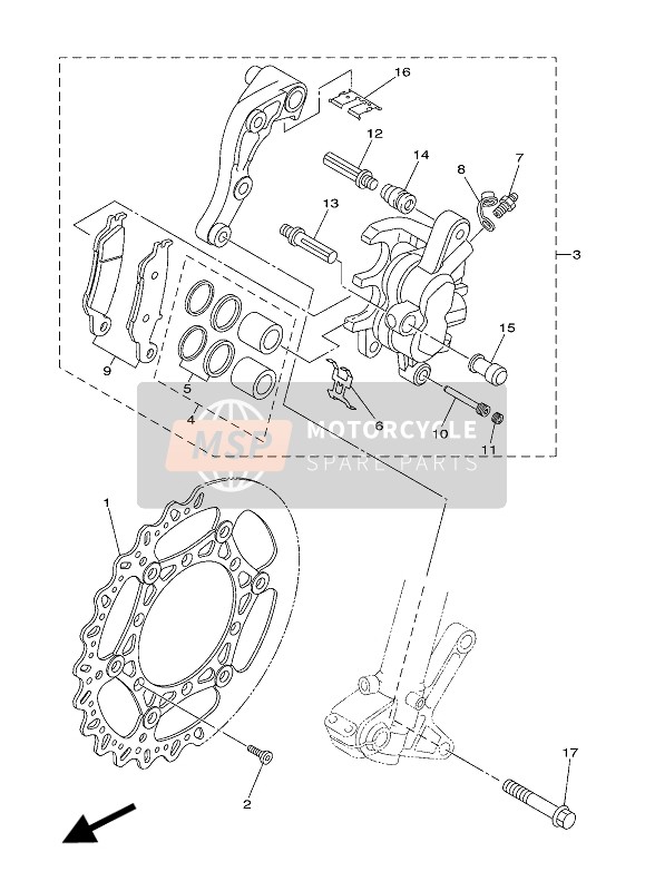 Yamaha YZ125 2019 Étrier de frein avant pour un 2019 Yamaha YZ125