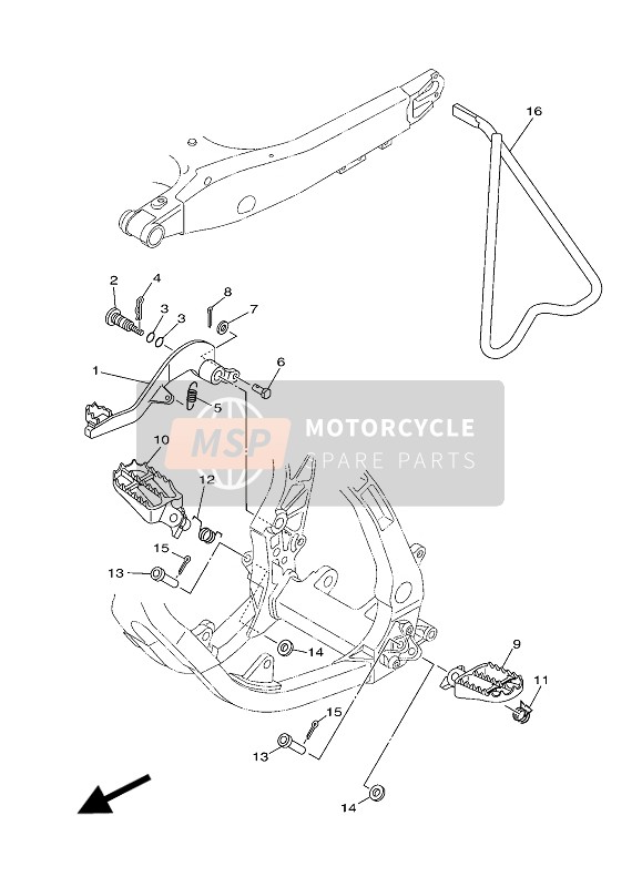 Yamaha YZ125 2019 Supporter & Repose Pieds pour un 2019 Yamaha YZ125