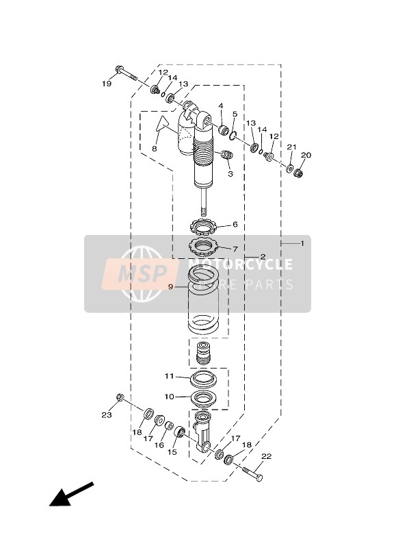 Yamaha YZ250 2019 Suspension arrière pour un 2019 Yamaha YZ250