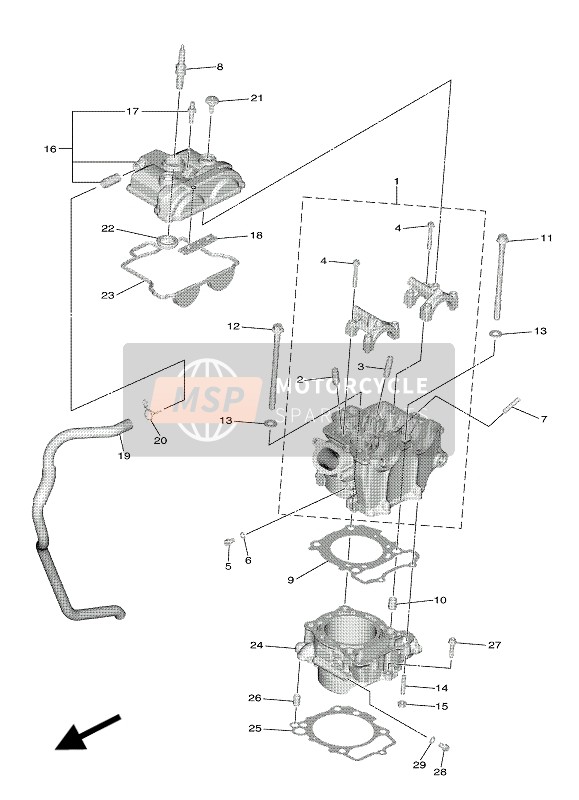 B7B111010900, Cylinder Head Assy, Yamaha, 6