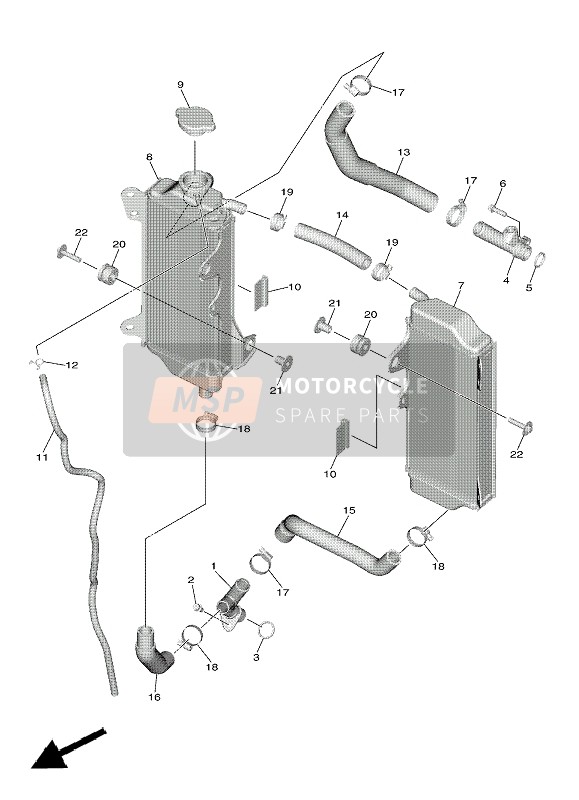 Yamaha YZ250F 2019 KÜHLER & SCHLAUCH für ein 2019 Yamaha YZ250F