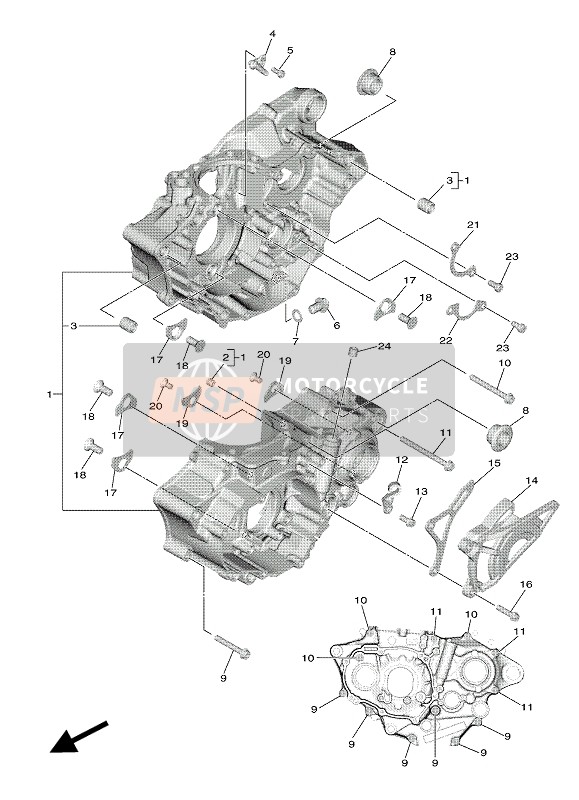 1SL154210000, Cover, Crankcase 2, Yamaha, 3