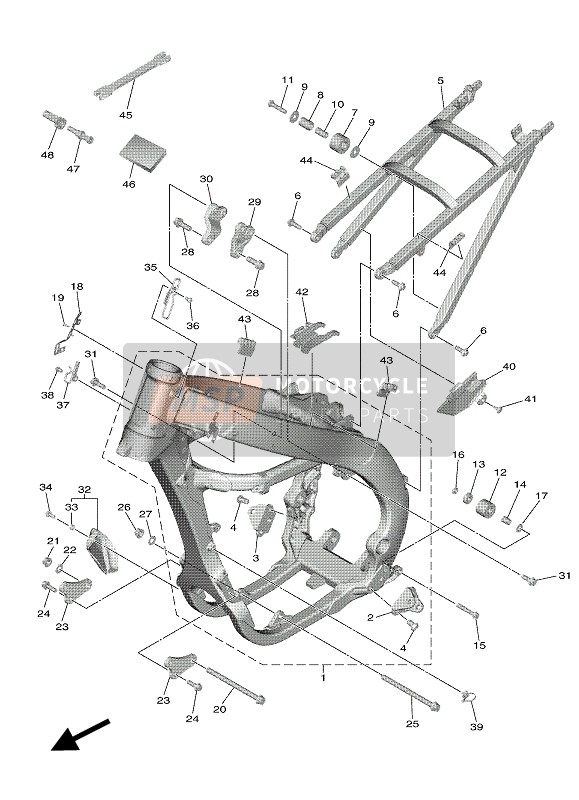 Yamaha YZ250F 2019 Frame voor een 2019 Yamaha YZ250F