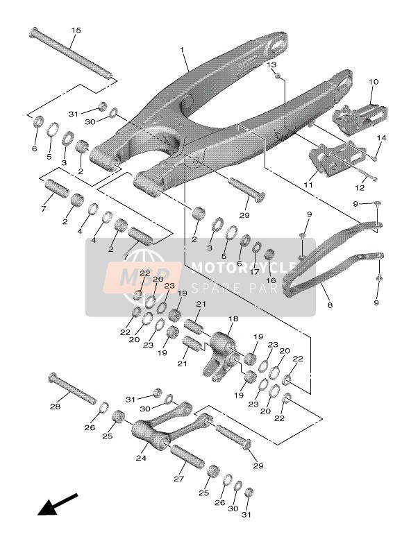 Yamaha YZ250F 2019 Rear Arm for a 2019 Yamaha YZ250F