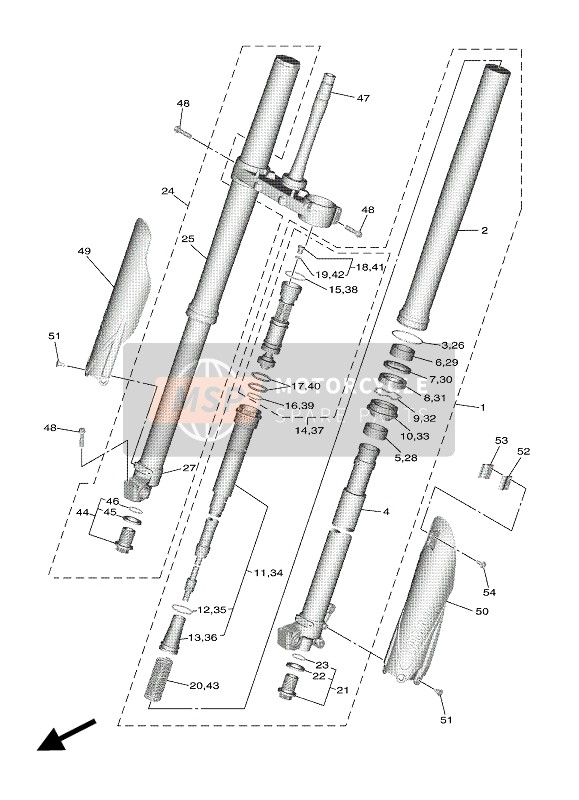 B7B231021000, Fourche Avant Comple, Yamaha, 0