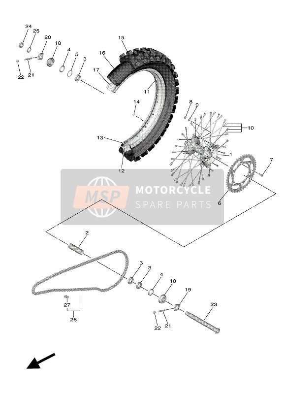 Yamaha YZ250F 2019 Rueda trasera para un 2019 Yamaha YZ250F